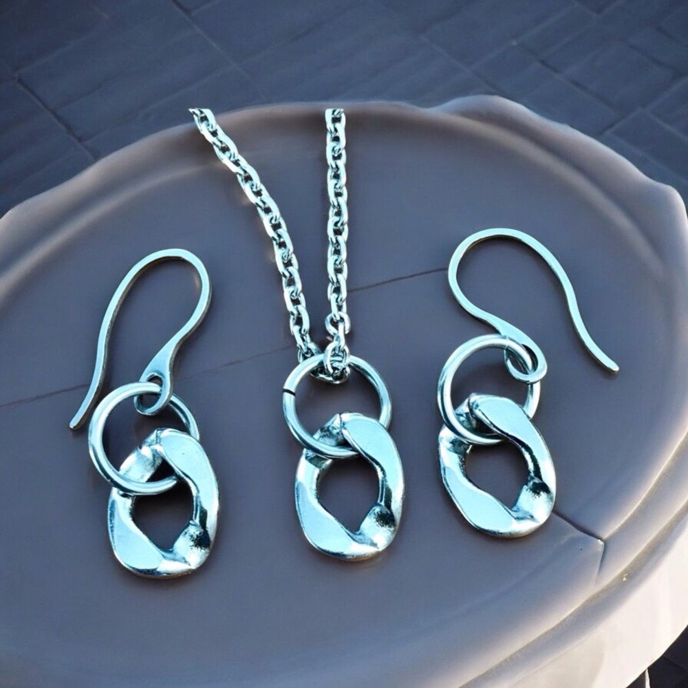🆕 Chain Necklace and Earrings Set Stainless Steel